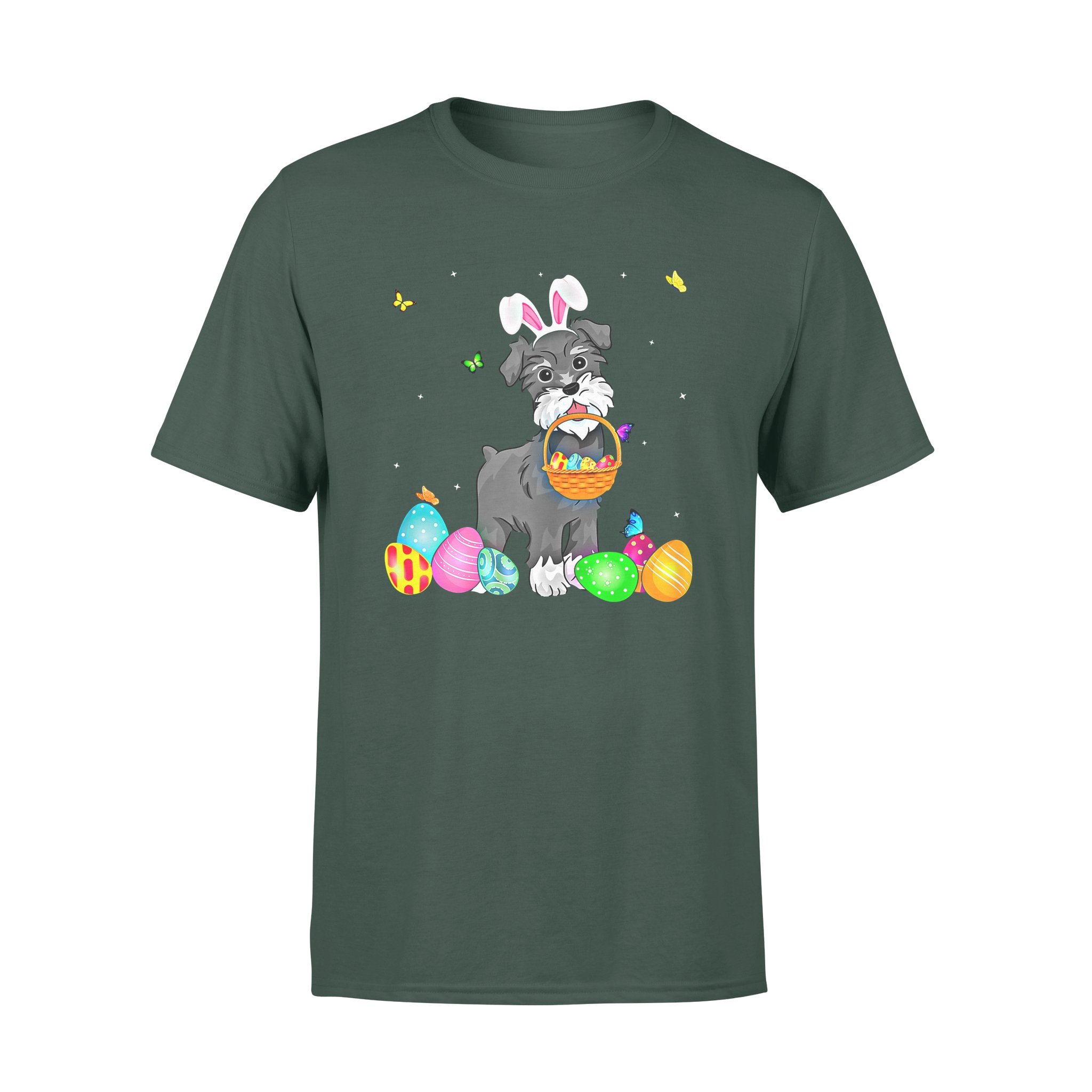 Dog gift idea Cute Bunny Schnauzer Eggs Easter Day T-shirt – Standard T-shirt