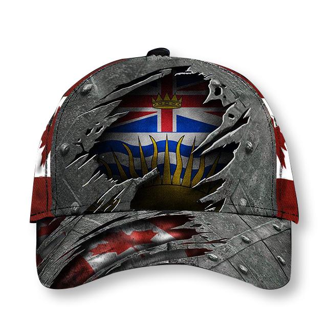 British Columbia Province 3D Hat Unique Canada Flag Vintage Cap For Canadian Homeland