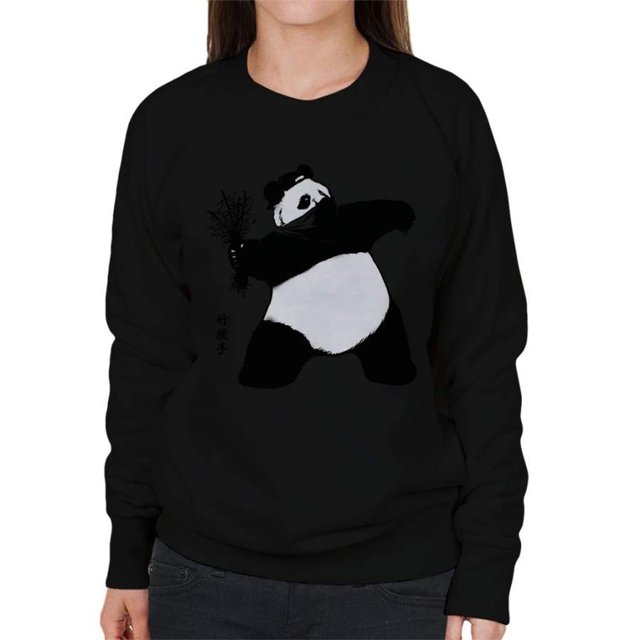 Bamboo Thrower Banksy Panda Women’s Sweatshirt