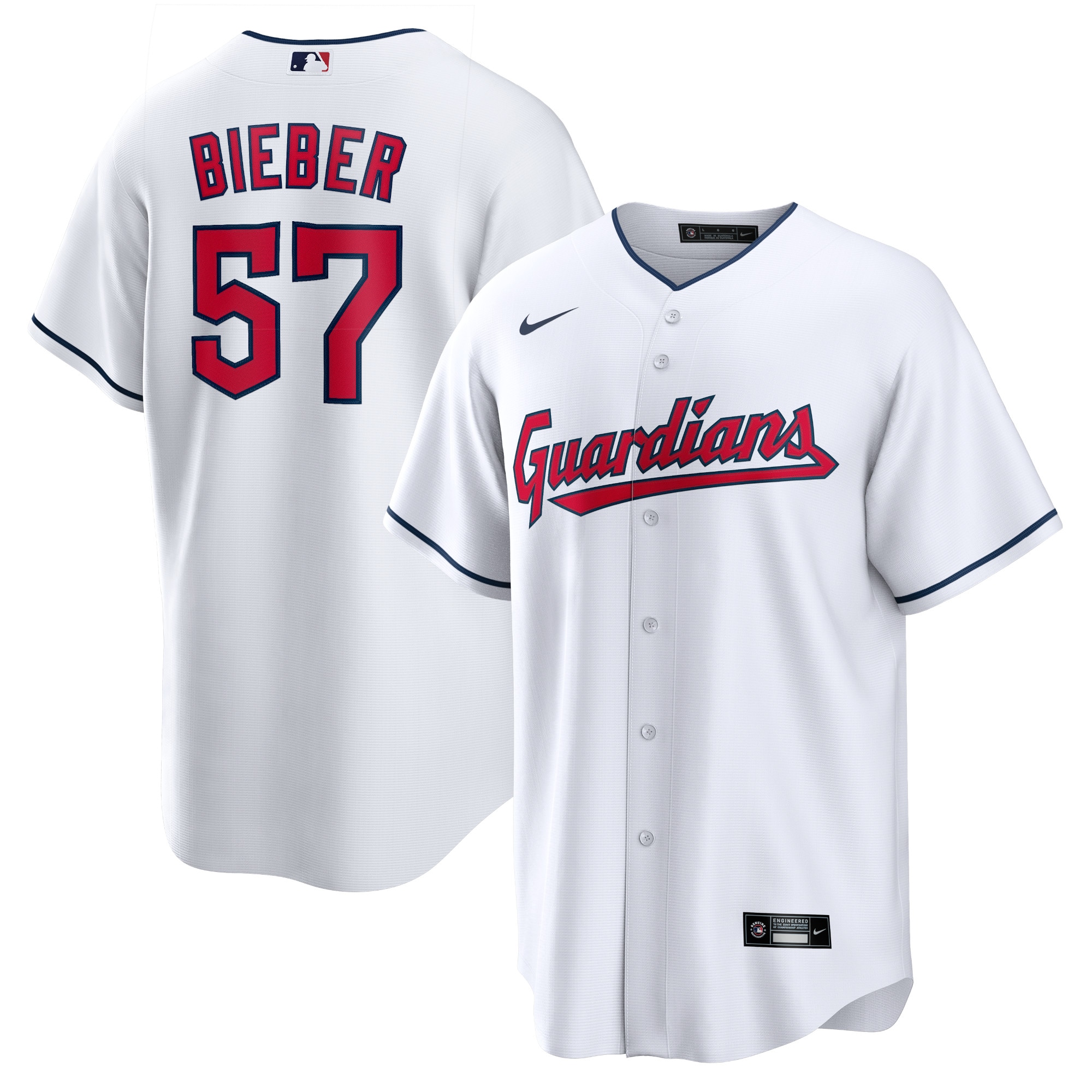 Shane Bieber Cleveland Guardians Replica Player Jersey – White