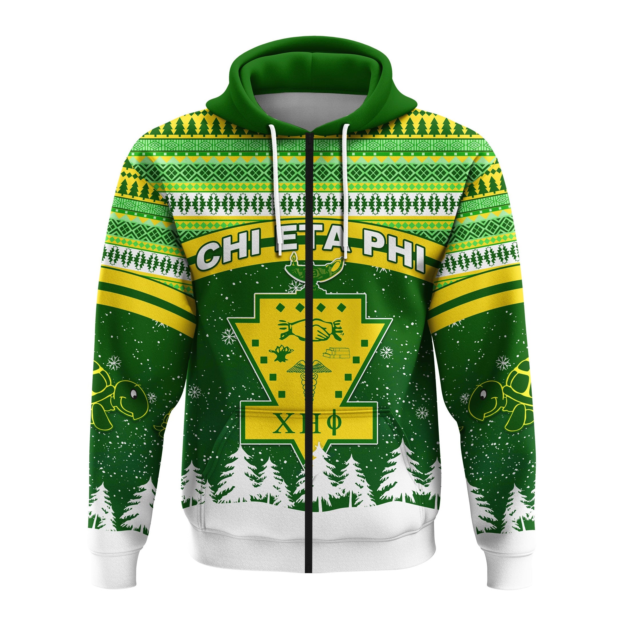 Sorority Hoodie – Chi Eta Phi Christmas Zip Hoodie African Pattern