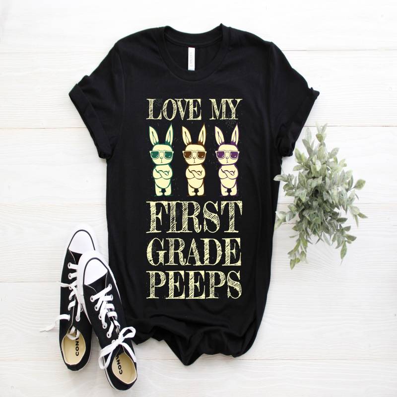 Crushtee I Love My First Grade Peeps Happy Easter T Shirt, Easter Bunny, Kids Easter, Womens Easter, Funny Easter Shirt, Easter Gift, Easter Gifts, Long Sleeve Hoodie