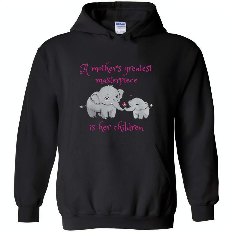 A mother’s greatest masterpiece in her children elephant mom and baby – Gildan Heavy Blend Hoodie