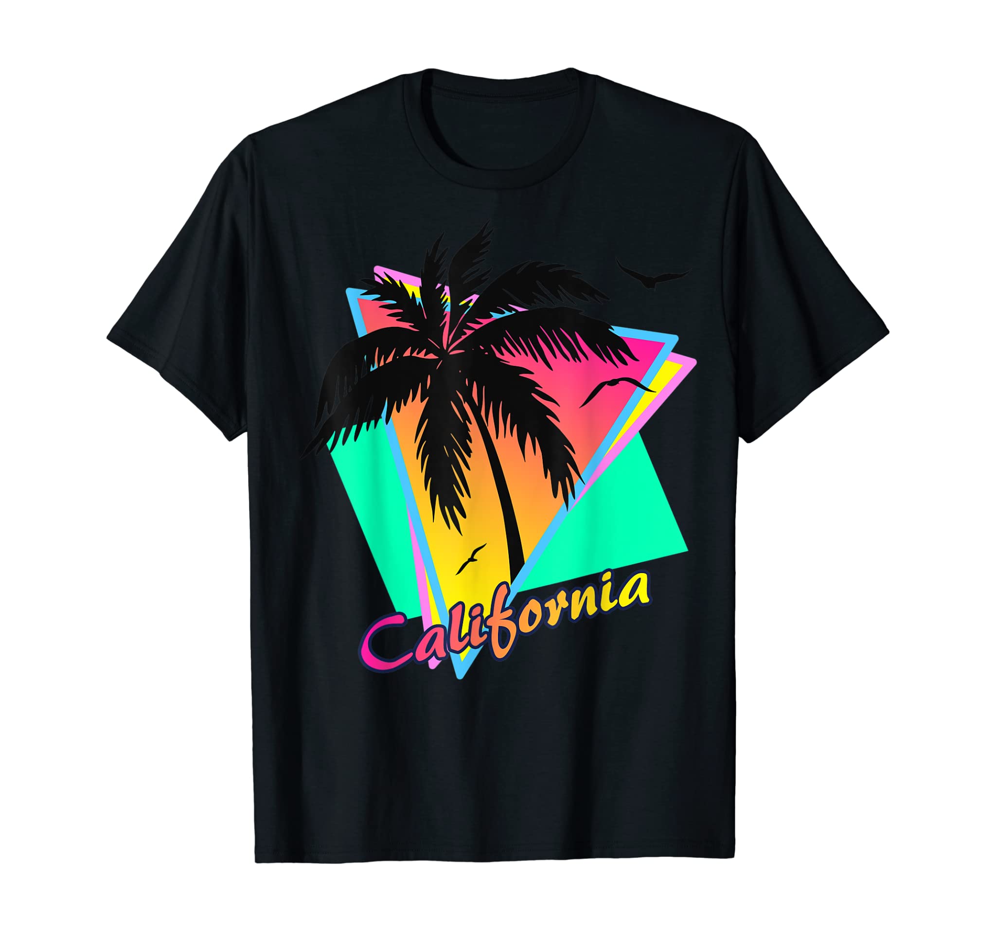 California 80s Tropical Summer Beach Palm Tree Sunset T-Shirt