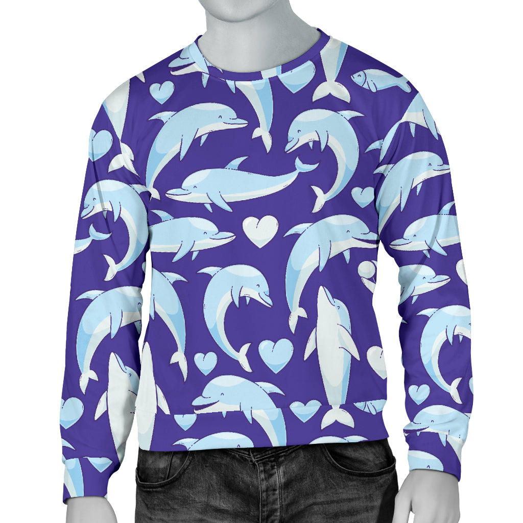 Dolphin Smile Print Pattern Men Long Sleeve Sweatshirt