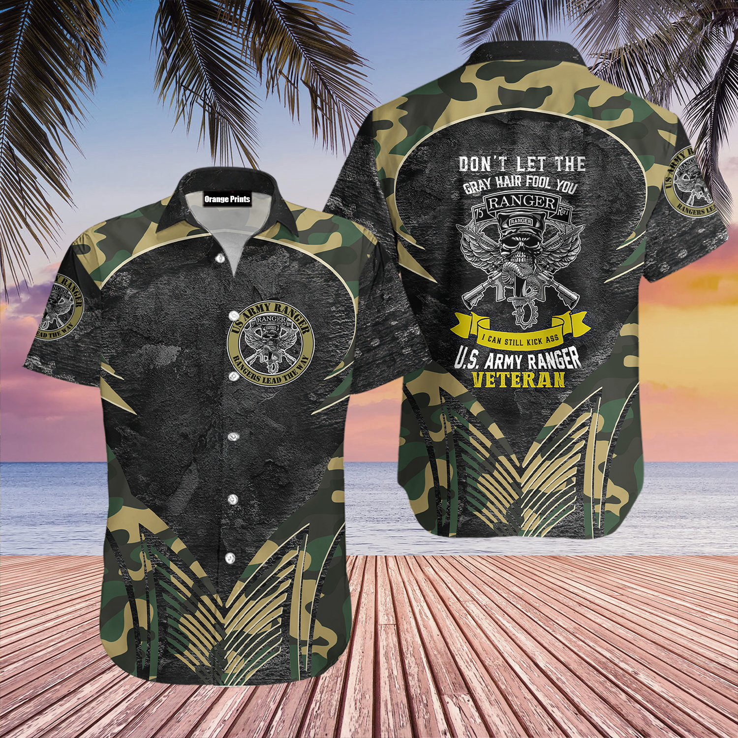 Us Army Ranger Veteran Camo Hawaiian Shirt For Men And Women