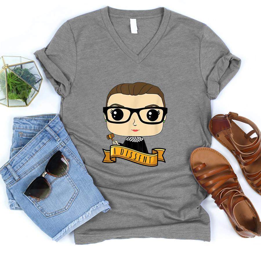 Cute RBG Ruth Bader Ginsburg I Dissent Feminist  V-Neck