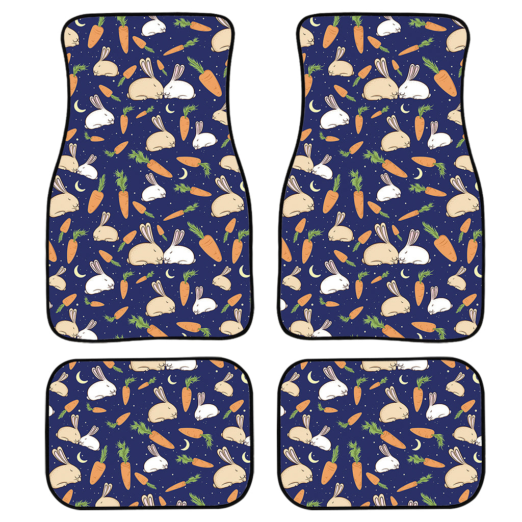 Carrot And Rabbit Pattern Print Front And Back Car Floor Mats