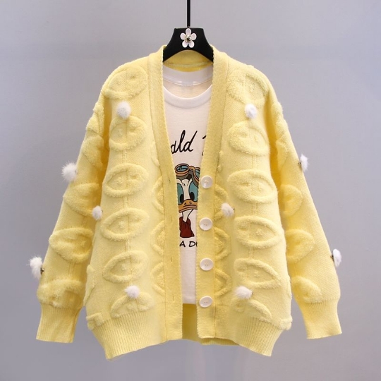 Yellow Plush Furry Knitted Women Sweater Lady Coat Cardigan Woman Sweaters Female Jumpers Cardigan Jacket Girl Fall Cloth Tops alx