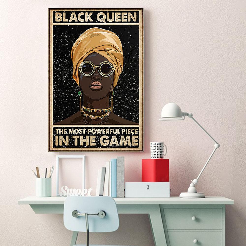 Afrocentric Custom Canvas Prints Graphic Black Pride Poster Art Prints Black Queen Black King Glamorous Wall Art For Living Room