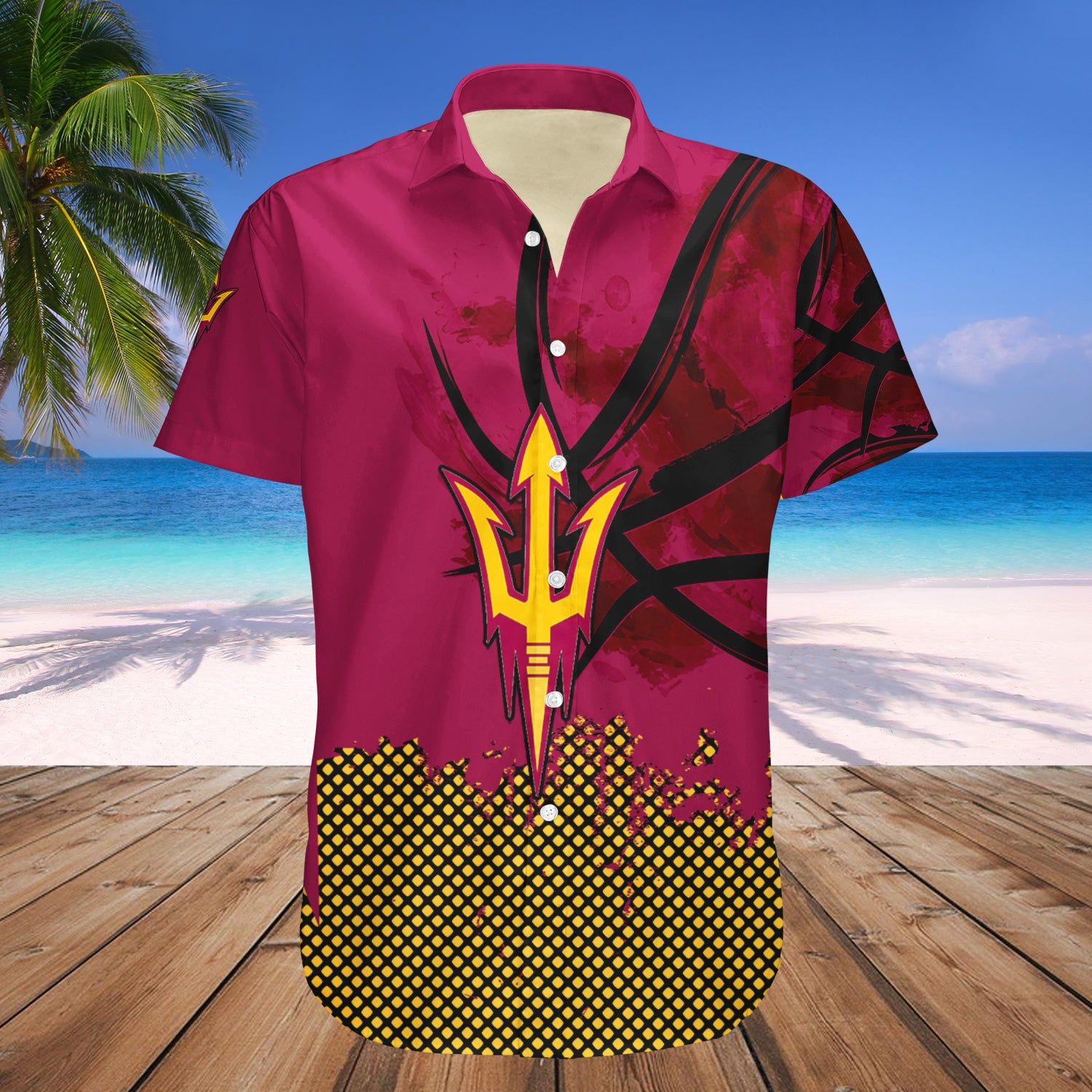 Arizona State Sun Devils Hawaii Shirt Basketball Net Grunge Pattern – NCCA