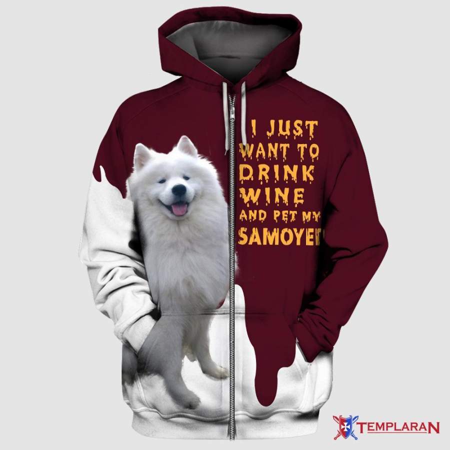 SAMOYED 3D Full Printing Zip Hoodie