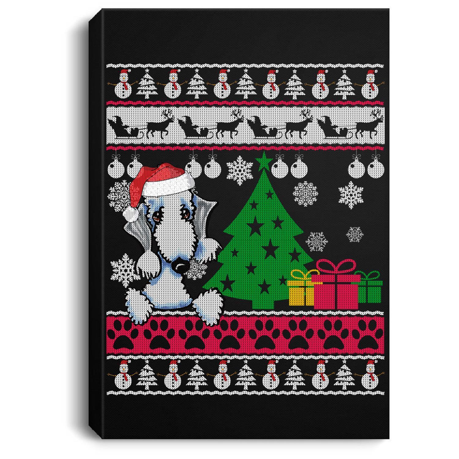 Bedlington Terrier Ugly Christmas Sweater Xmas Dog Portrait Canvas Wall Art