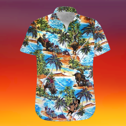 Bull Riding On Beach Hawaii Shirt Unisex Adult Ha13096