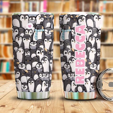 Penguin Size Doodle Personalized Kd2 Stainless Steel Tumbler, Personalized Tumblers, Tumbler Cups, Custom Tumblers