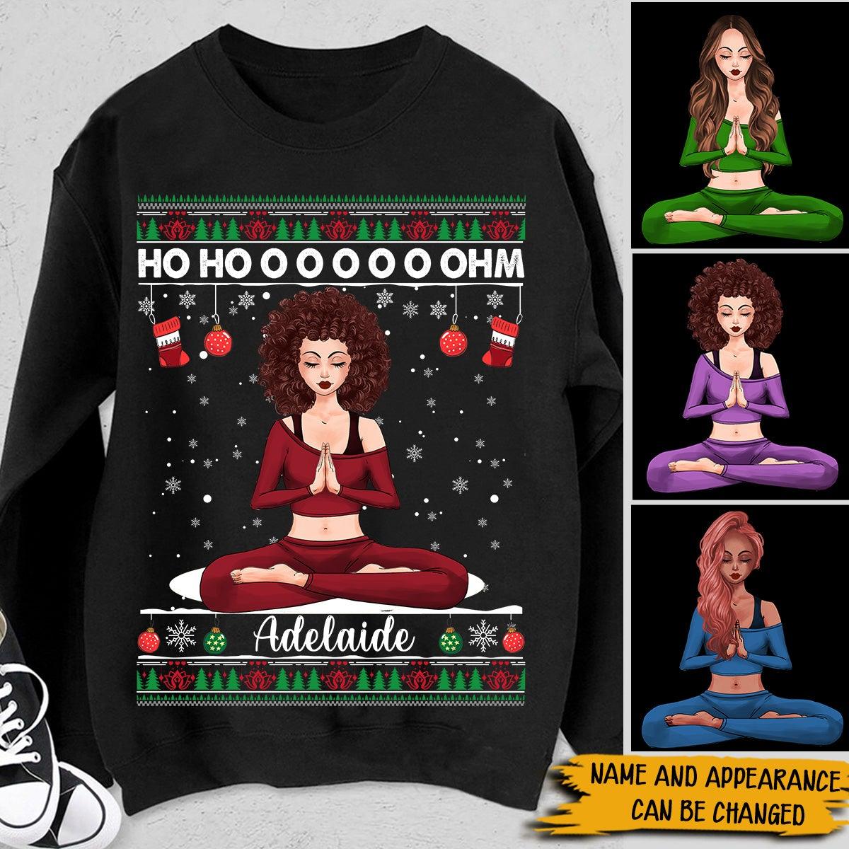 Yoga Custom Ugly Sweater Ho Ho Ho Ohm Personalized Gift