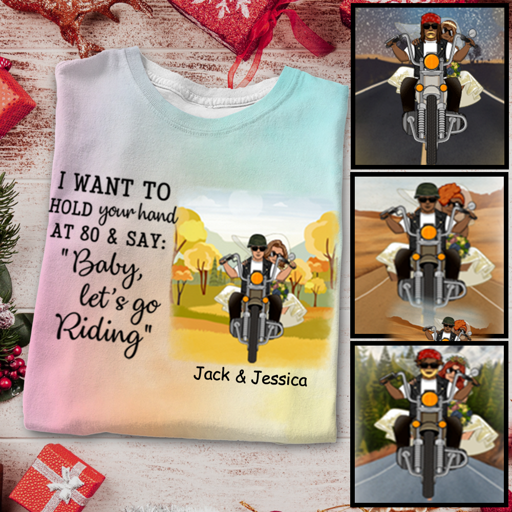 Old Biker Couple Wedding Anniversary Personalized Tie Dye Shirt Sweatshirt Hoodie Ap393