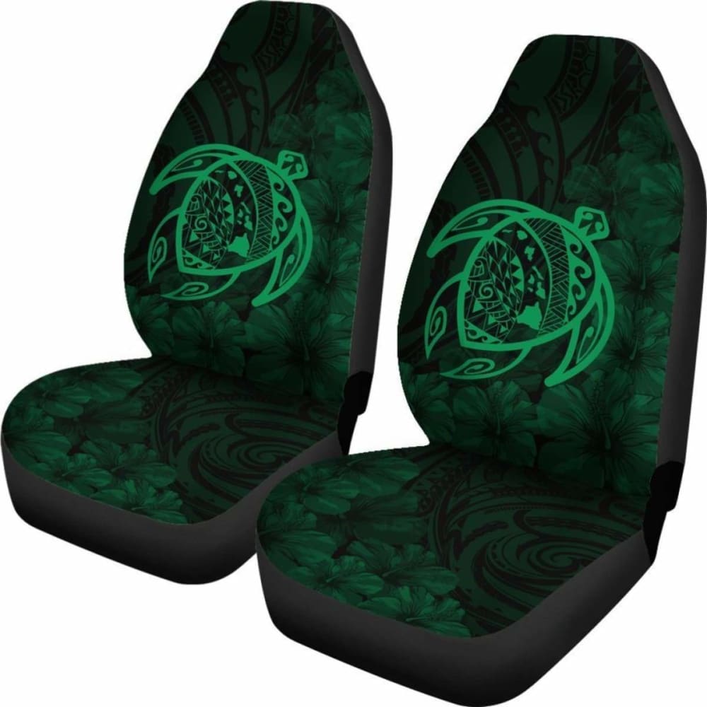 Alohawaii Car Seat Covers – Hawaii Turtle Map Hibiscus Poly Green – New Awesome 091114