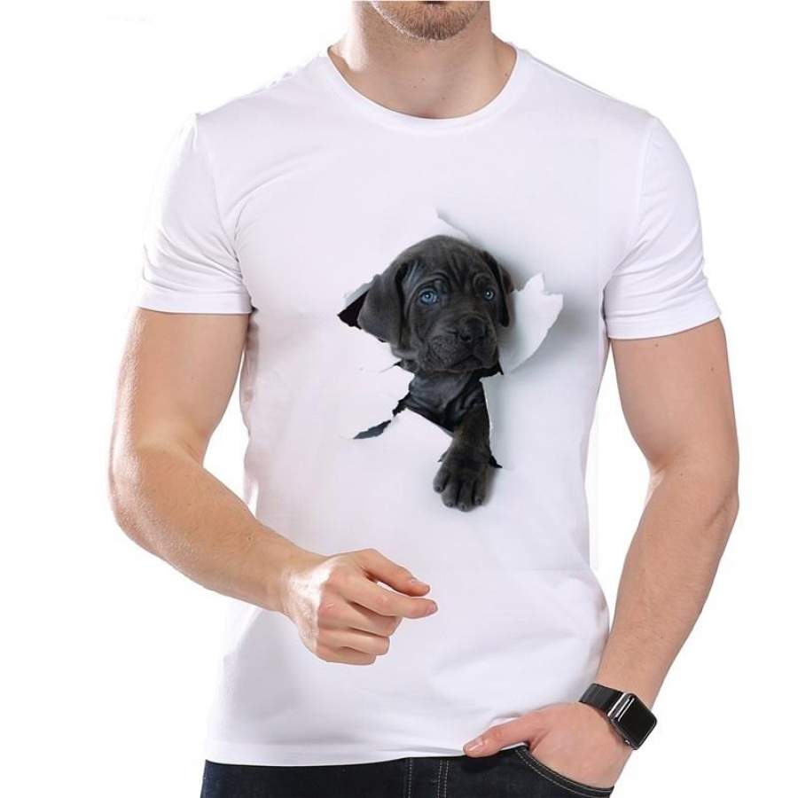 Summer Super Cute 3D Dog Design T Shirt Men’s Funny Animal Graphics Printed Tops Hipster Tees