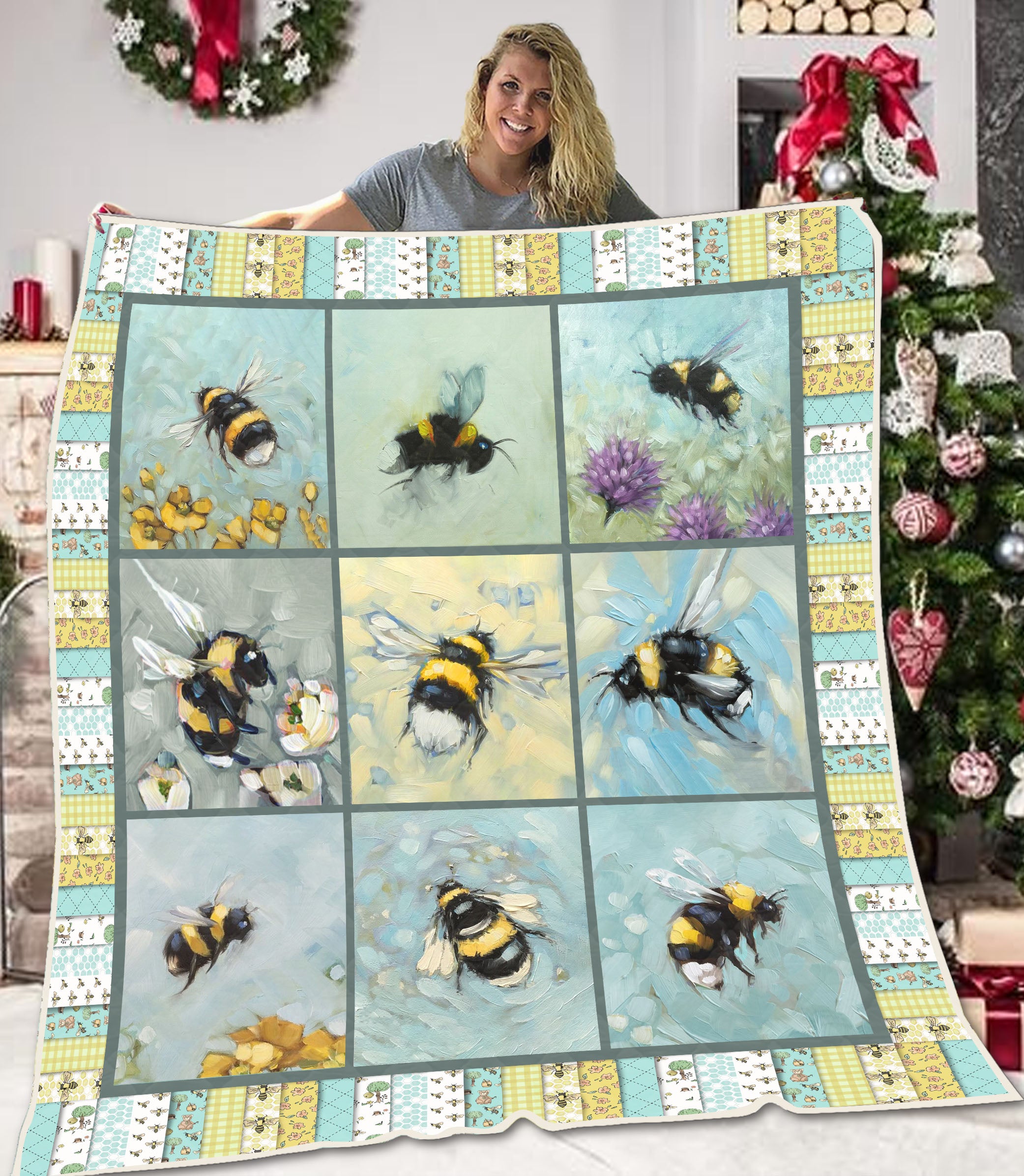 Viticstore™ 3D All Over Printed Animal – Bee – Soft Cotton All Size Quilt