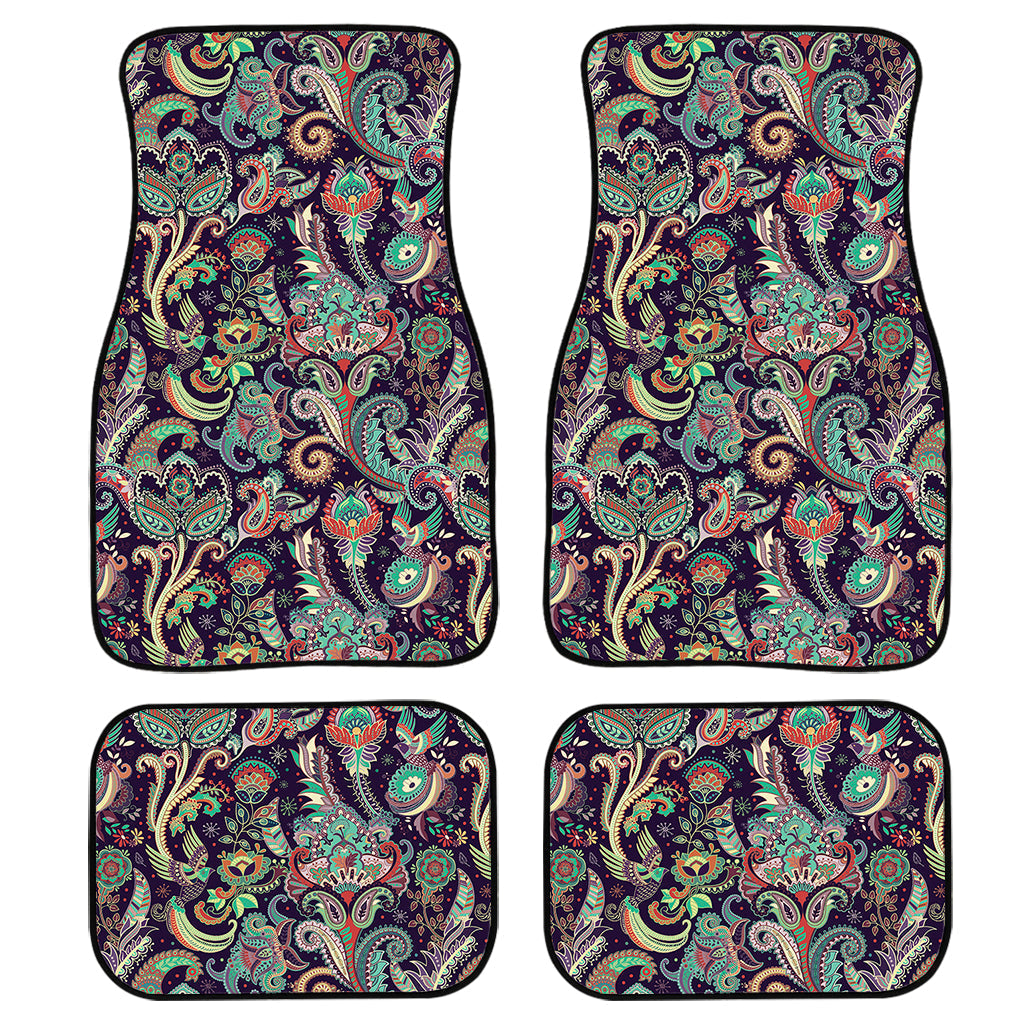 Retro Indian Paisley Pattern Print Front And Back Car Floor Mats, Front Car Mat