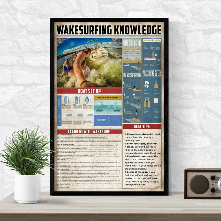 Wozoro Unframed Poster Wall Art Wakesurfing Knowledge Size 11×17, 16×24, 24×36 inch