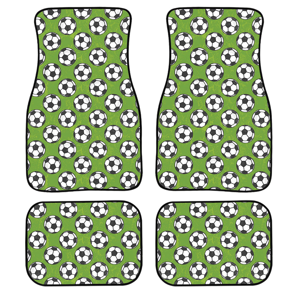 Green Soccer Ball Pattern Print Front And Back Car Floor Mats, Front Car Mat