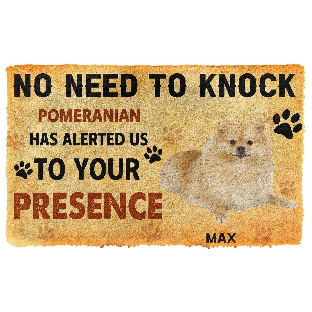 Gearhuman 3D No Need To Knock Pomeranian Dog Custom Name Doormat