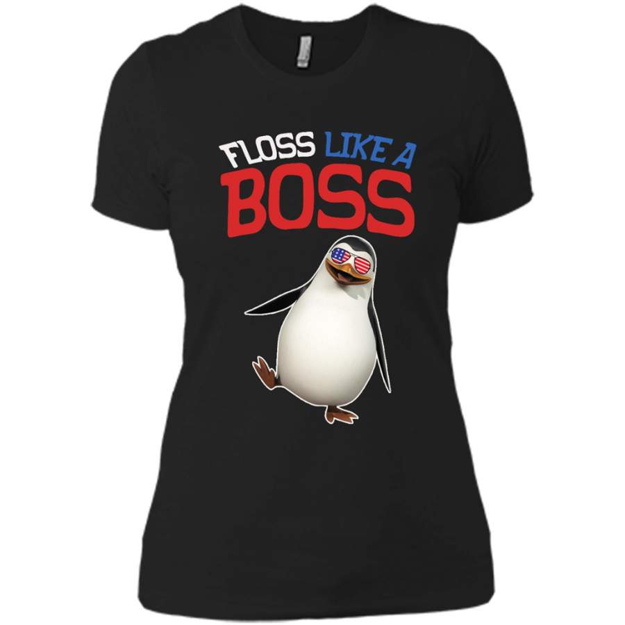 Floss Like A Boss Dance Penguin Flossing 4th Of July – District Made Ladies Shirt