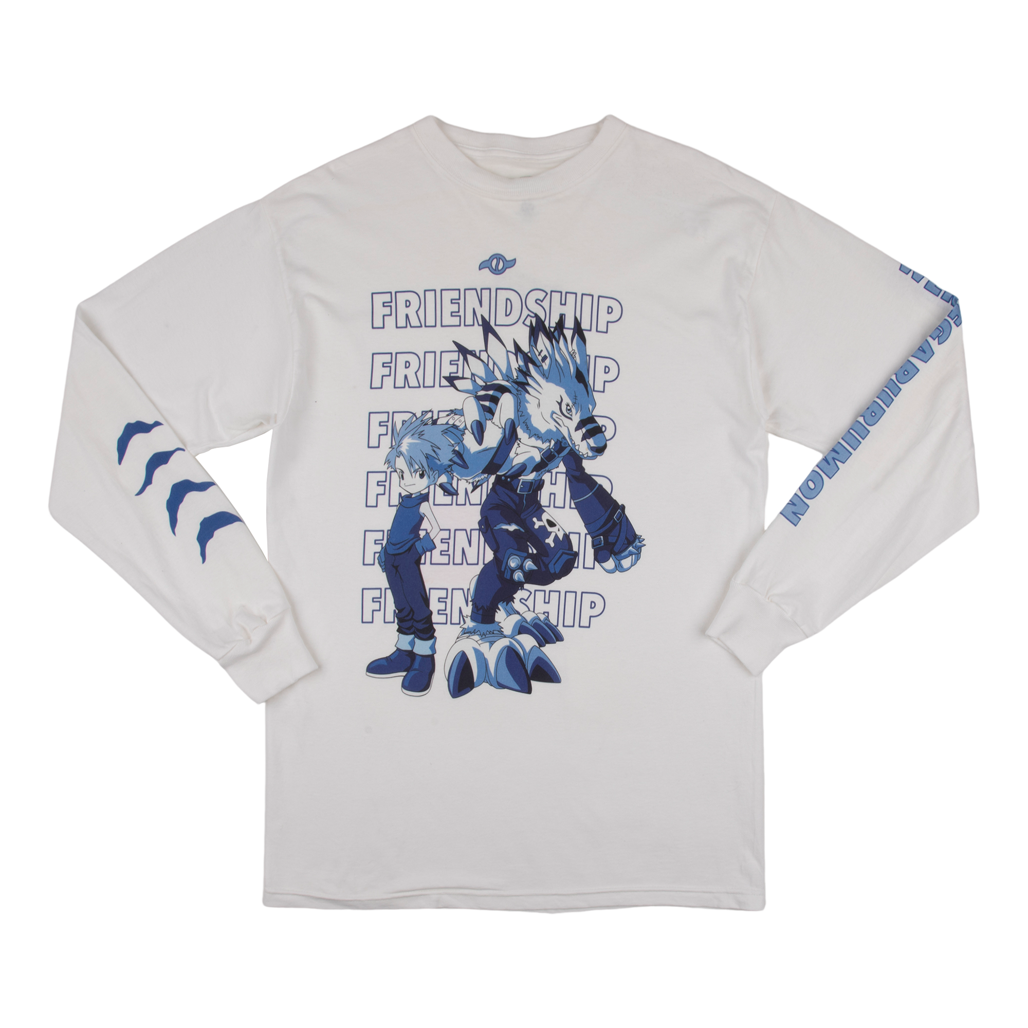 Weregarurumon And Matt Friendship White Longsleeve