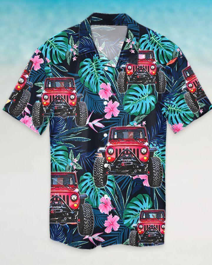 Aloha Jeep Tropical Leaf Unisex Hawaiian Shirts