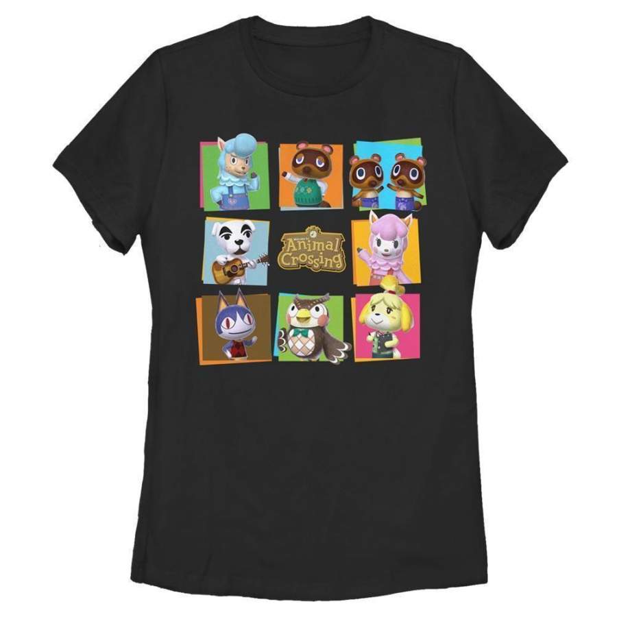 Animal Crossing Character Grid – Animal Crossing Nintendo Women’s T-Shirt, Black