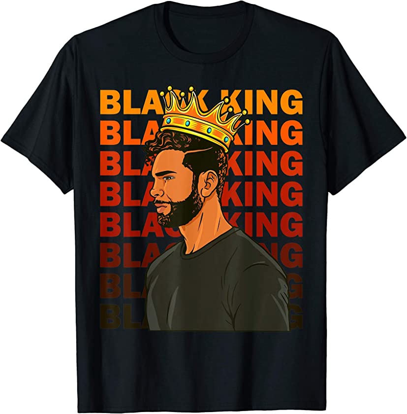 Black King Men African American Husband Dad Son Boys Brother T-Shirt