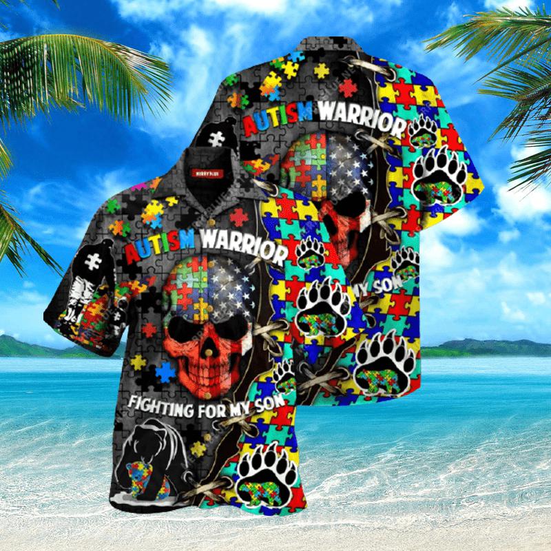 For My Son Warrior Fighting Autism Awareness Hawaii Shirt Men Women Ha109845