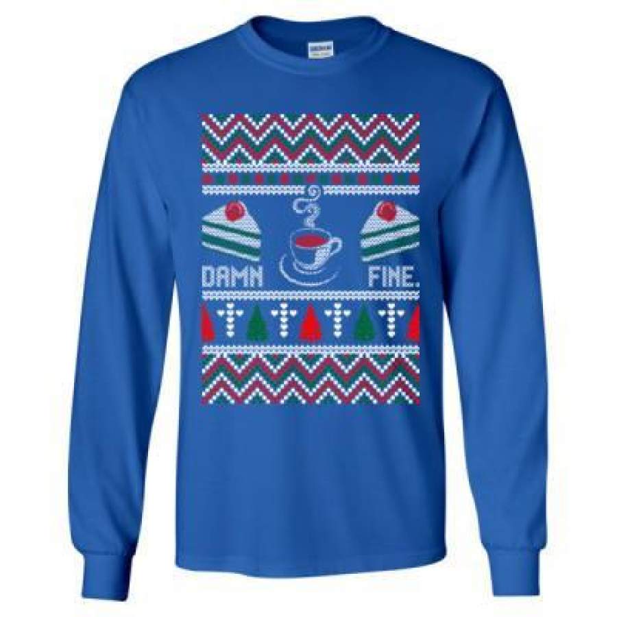 AGR Damn Fine Coffee Cake Ugly Christmas Ugly Sweater Xmas – Long Sleeve T-Shirt