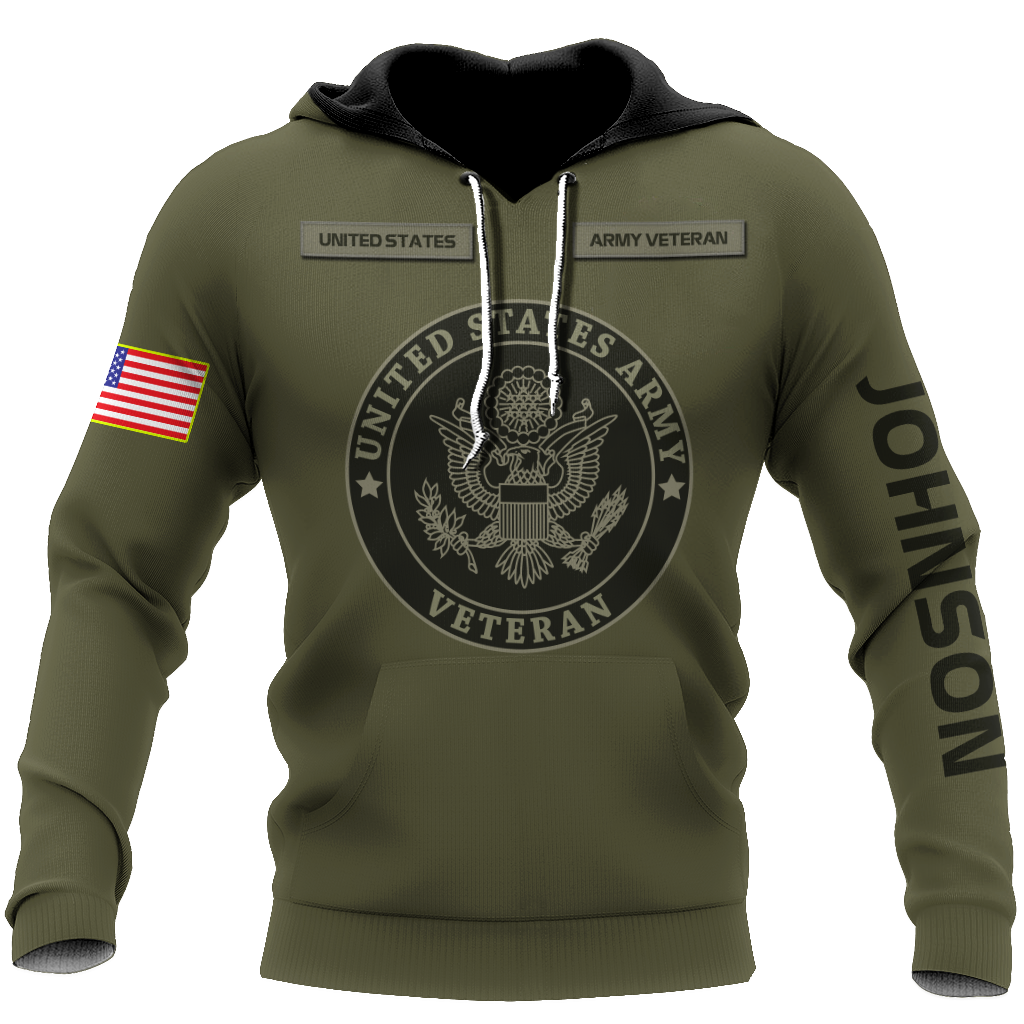 US Veteran Persionalized Name 3D All Over Printed Unisex Hoodie