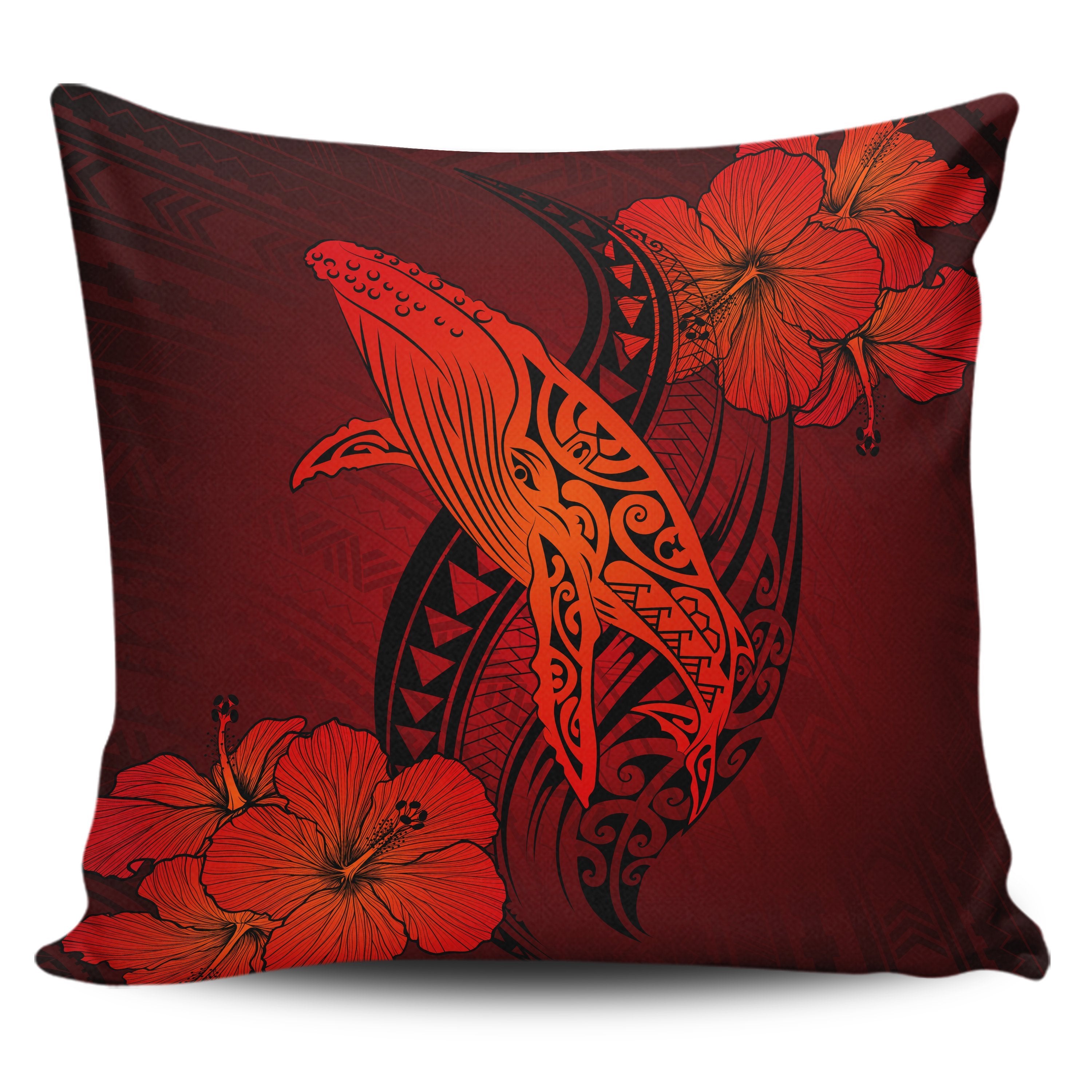 Hawaii Whale Swim Poly Red Pillow Covers