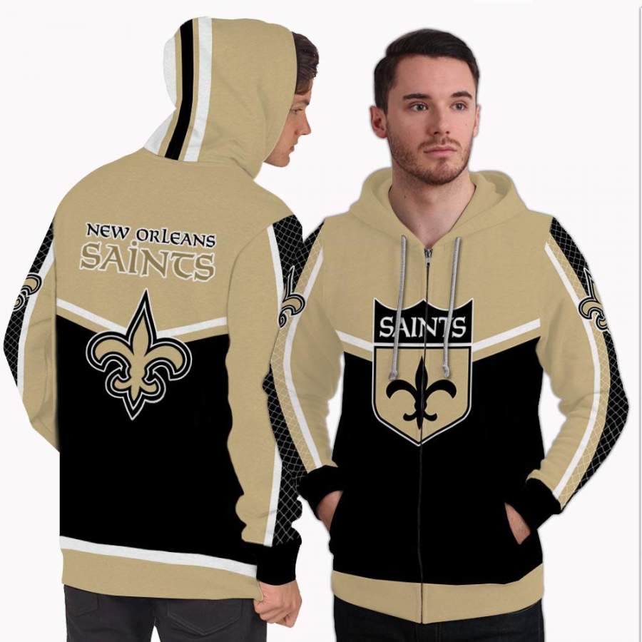 Colorful Gorgeous Fitting New Orleans Saints Zip Hoodie