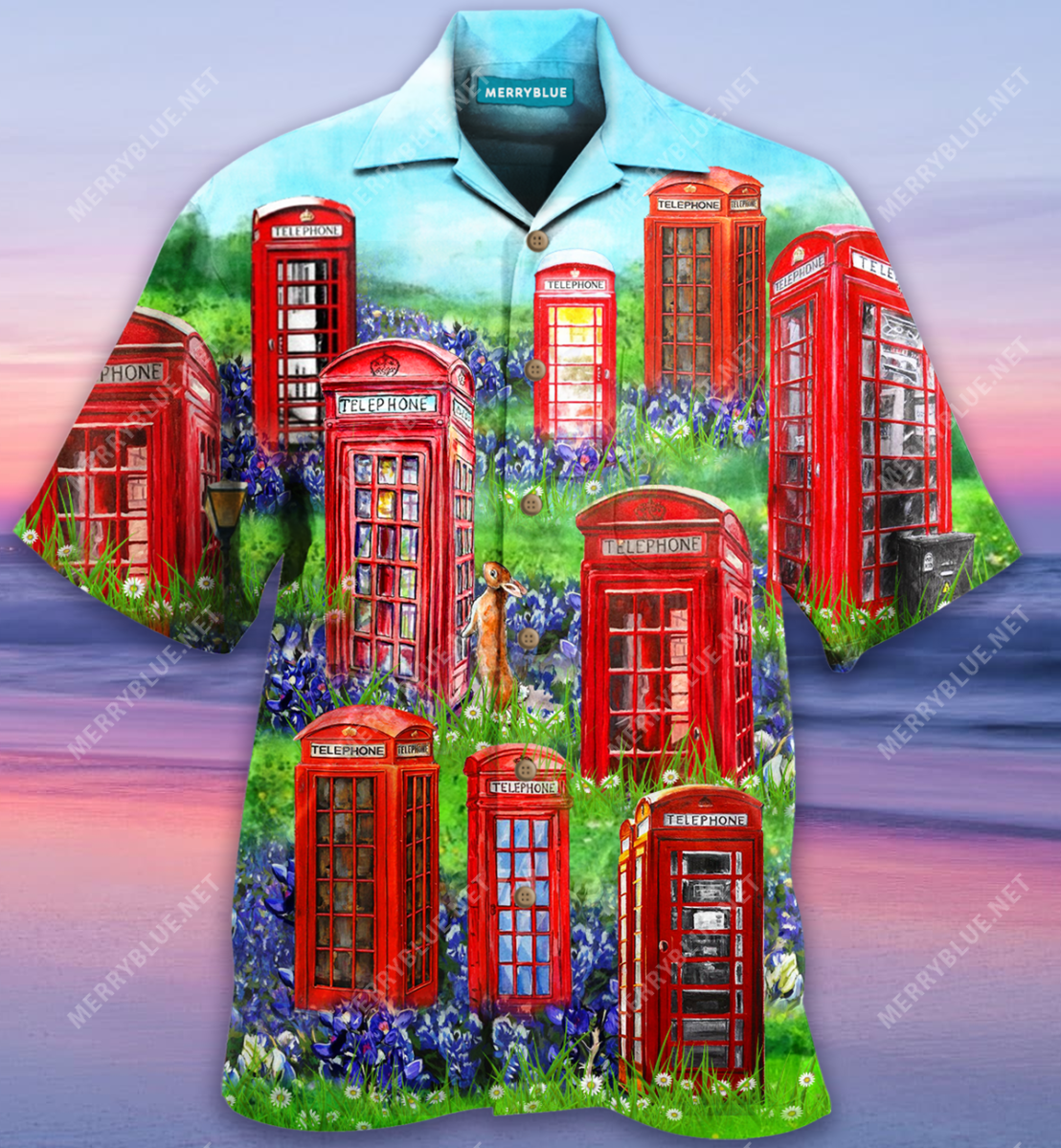 Telephone Booths On Bluebonet Fireld Unisex Hawaii Shirt Ha29373