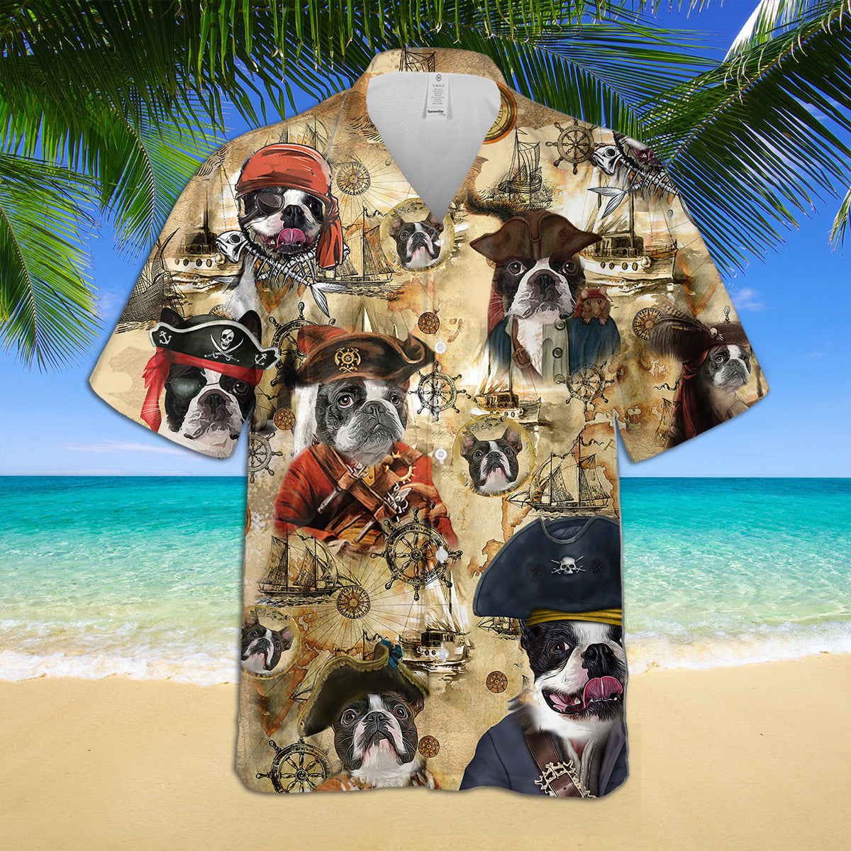 Boston Terrier Pirate Hawaiian Shirt, Boston Terrier Hawaiian Shirt, Aloha Shirt For Dog Lover