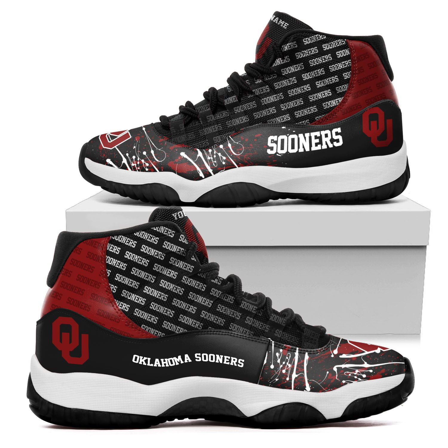 Custom Name Oklahoma Sooners Air Jd 11 Sneakers Shoes 148 For Football Fans University Of Oklahoma