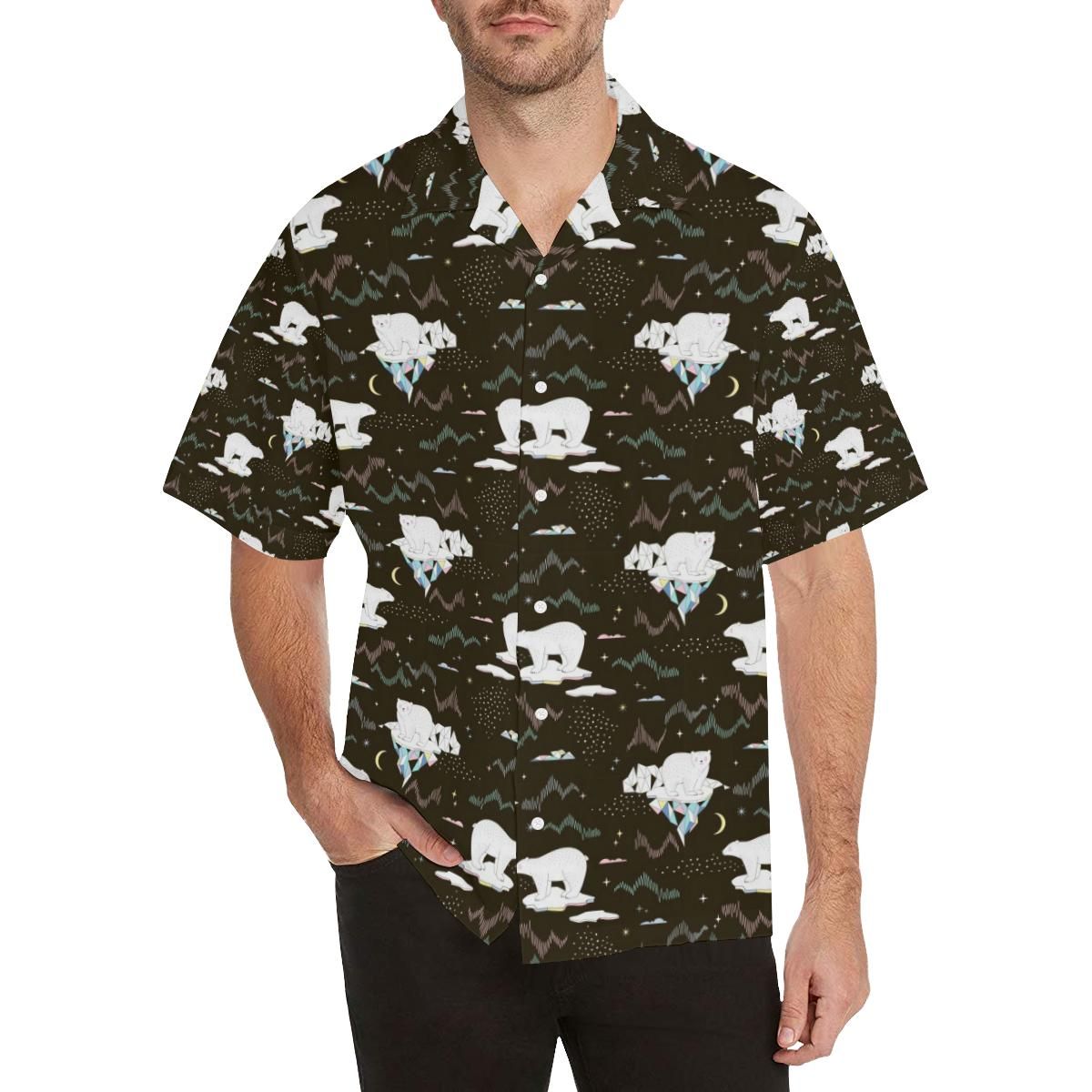 Polar Bear Pattern Background All Over Print Hawaii Shirt Ha26554