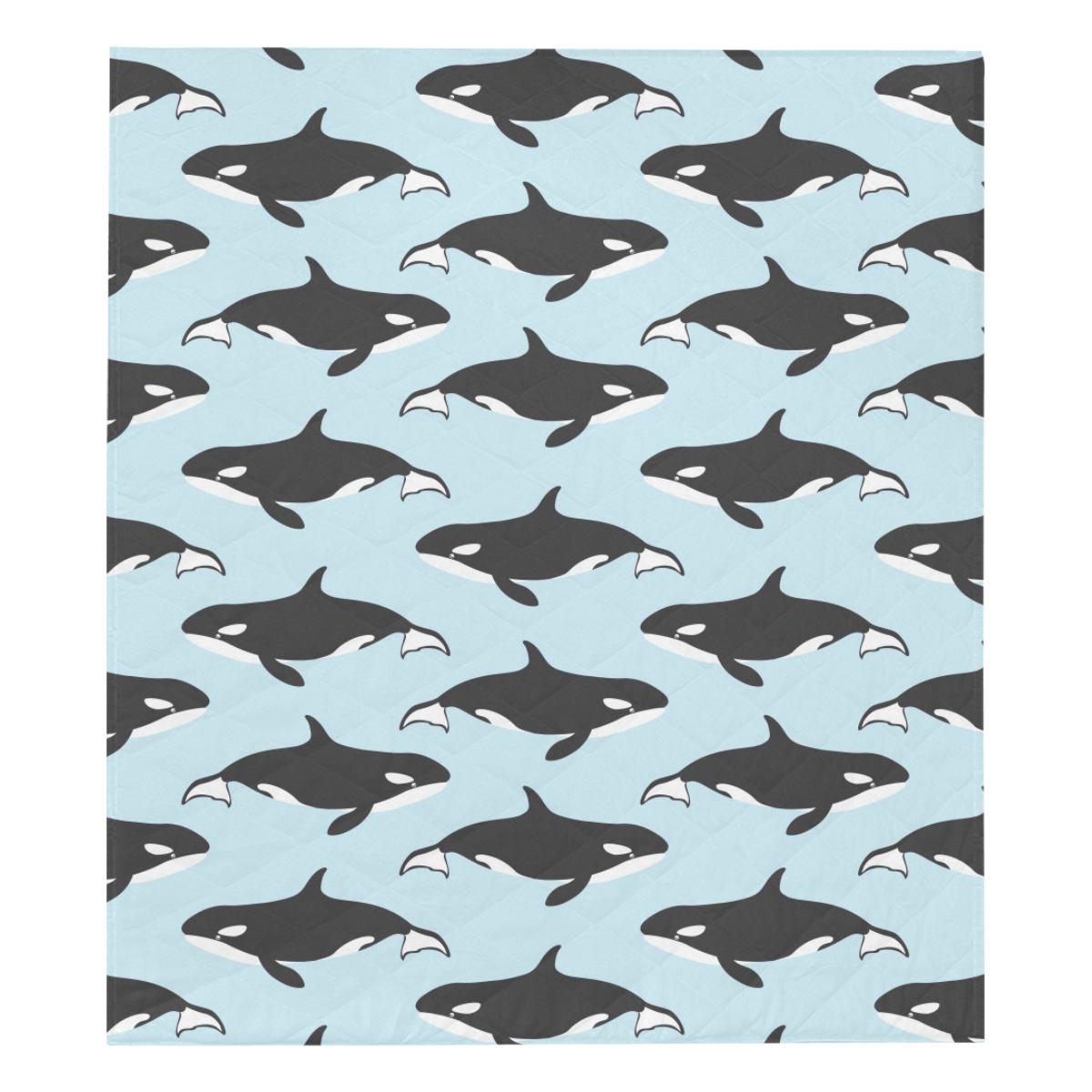 Killer Whale Pattern Print Design 01 Premium Quilt