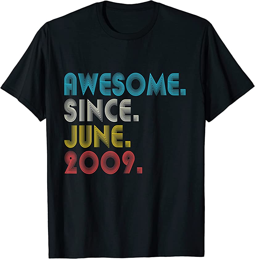 Awesome Since June 2009 Vintage 12th Birthday 12 Years Old T-Shirt