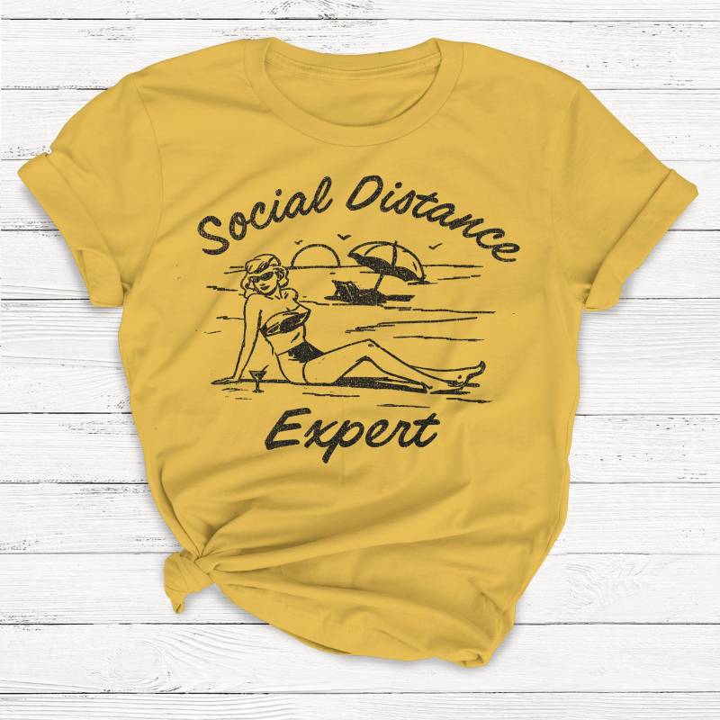 Crushtee Social Distancing Shirt, Ladies Unisex Crewneck Shirt, Quarantine Shirt, Introvert, Cute Tshirt, Retro, Beach, Funny T shirt, Work from Home Long Sleeve Hoodie