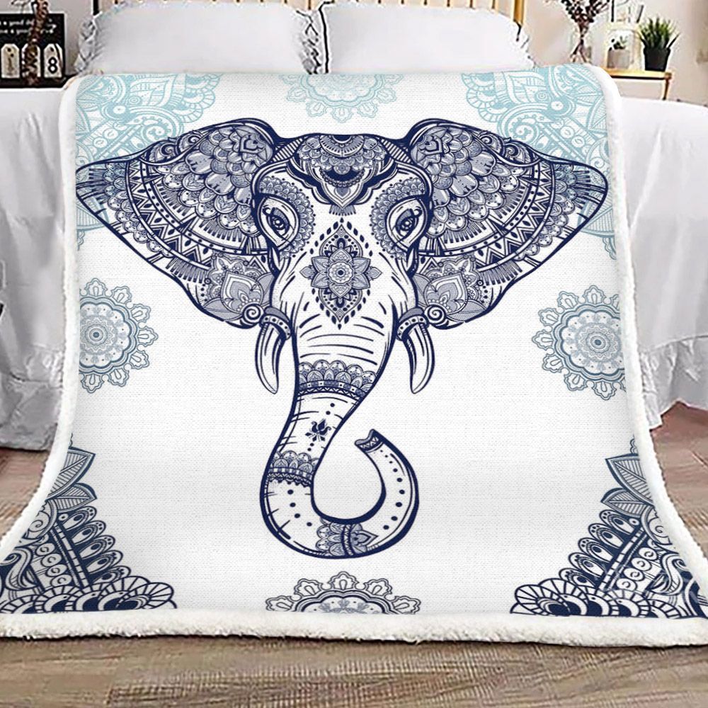 Indian Elephant Sherpa Fleece Blanket KOSC