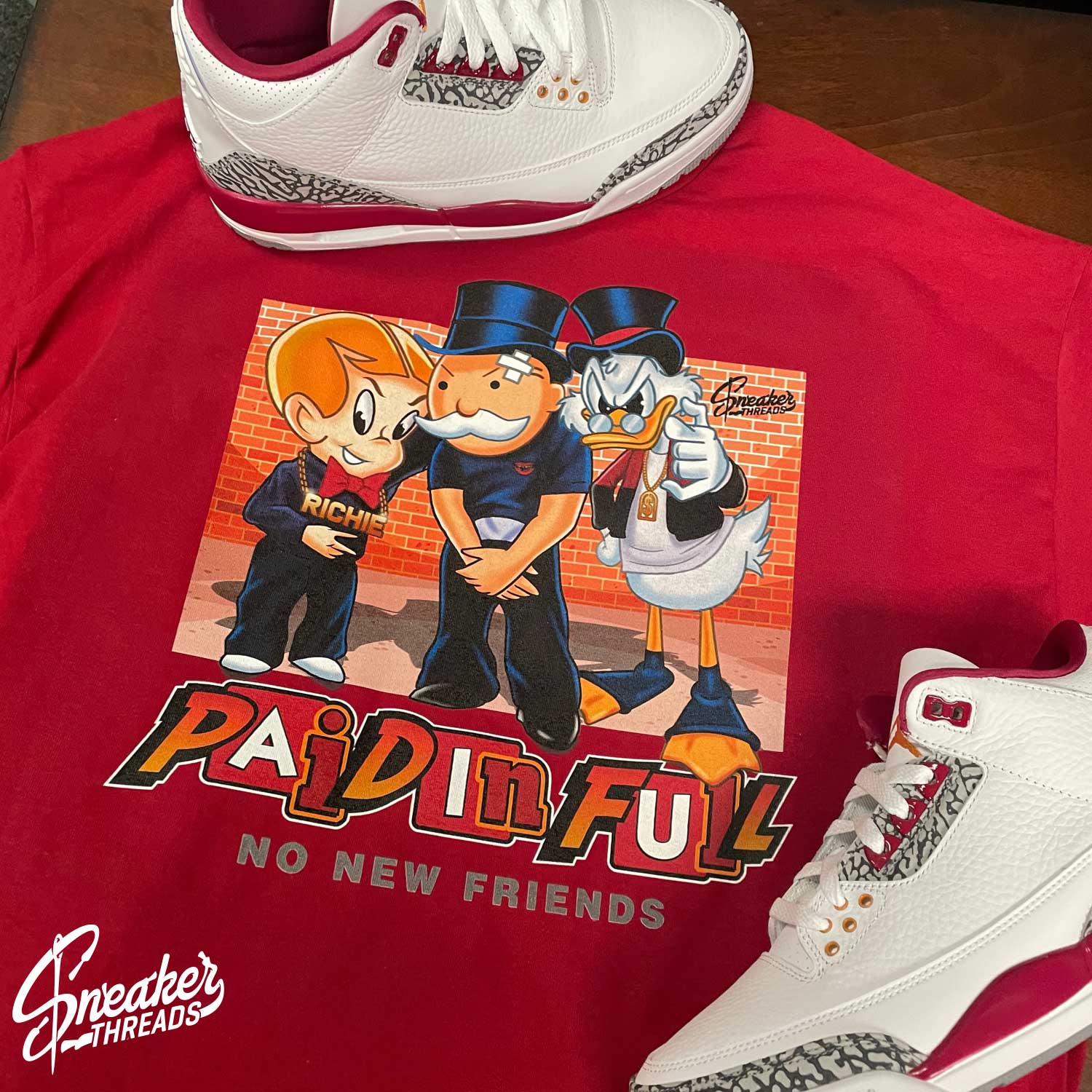 Jordan 3 Cardinal Red No New Friends Shirt