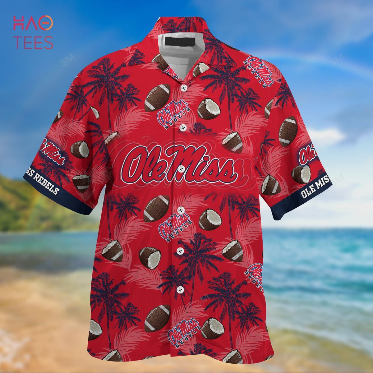 NCCA Ole Miss Rebels Coconuts Red Blue Hawaiian Shirt