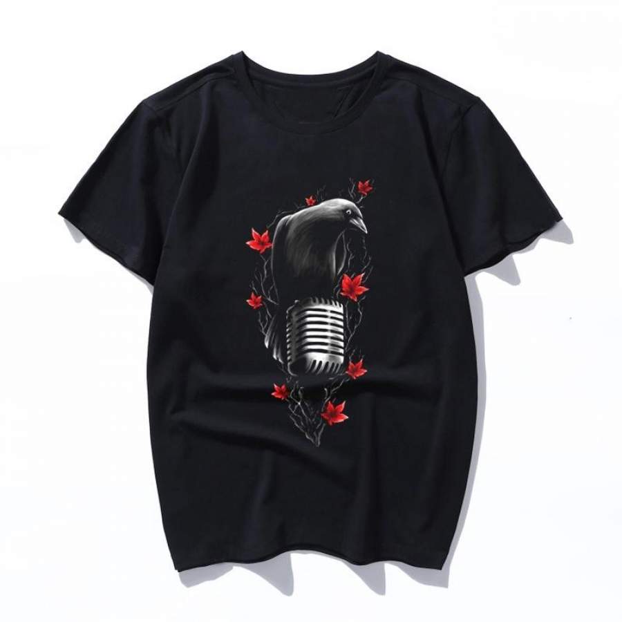crow festival T Shirt Women Plus Size Letter O Neck T Shirts Women’s Print Tee Shirt Tops men Clothes 2019