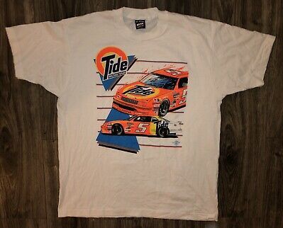 Vintage Tide Nascar Auto Racing Team Day Glo T-shirt Speedway Blues S 8981